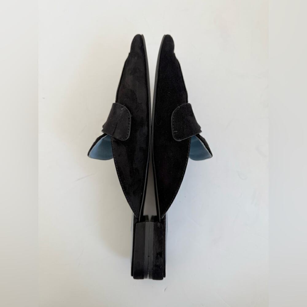 Prada Black Suede leather logo slip on slide loafer mules EU 37 - Picture 4 of 10